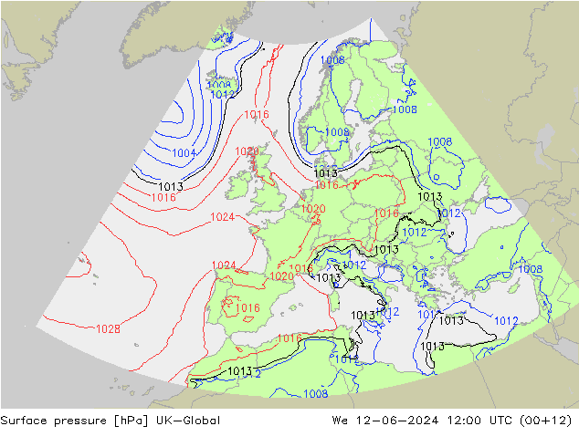 地面气压 UK-Global 星期三 12.06.2024 12 UTC