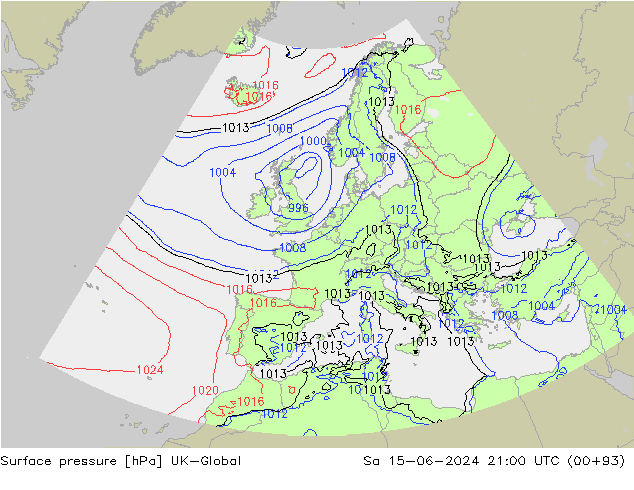 Surface pressure UK-Global Sa 15.06.2024 21 UTC