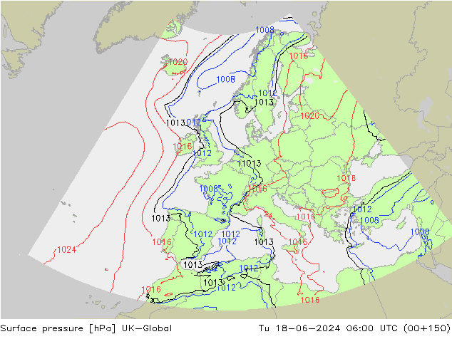приземное давление UK-Global вт 18.06.2024 06 UTC