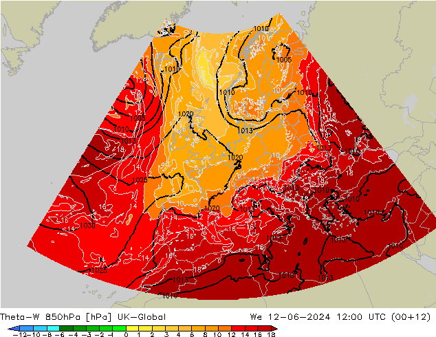Theta-W 850hPa UK-Global  12.06.2024 12 UTC