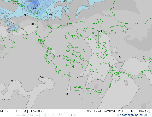 700 hPa Nispi Nem UK-Global Çar 12.06.2024 12 UTC