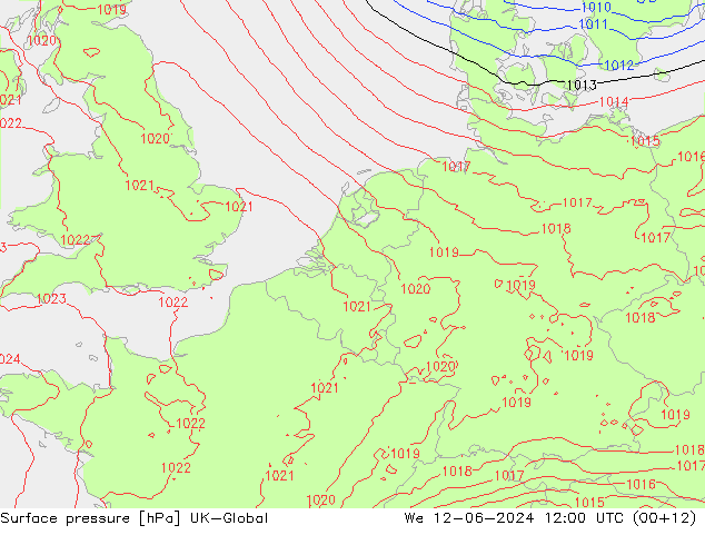 Luchtdruk (Grond) UK-Global wo 12.06.2024 12 UTC