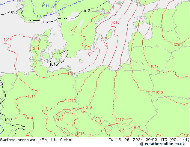 Luchtdruk (Grond) UK-Global di 18.06.2024 00 UTC