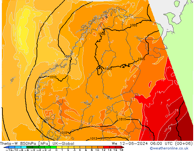 Theta-W 850гПа UK-Global ср 12.06.2024 06 UTC