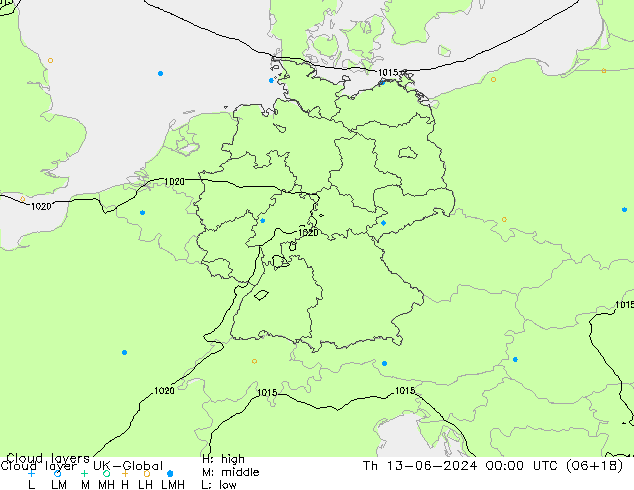 Cloud layer UK-Global  13.06.2024 00 UTC