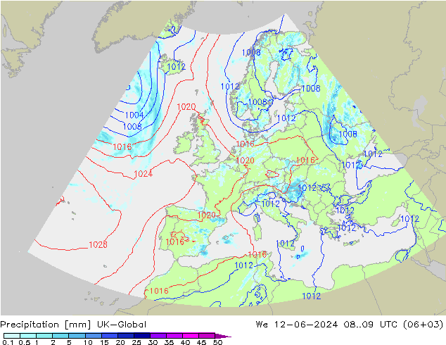 Yağış UK-Global Çar 12.06.2024 09 UTC