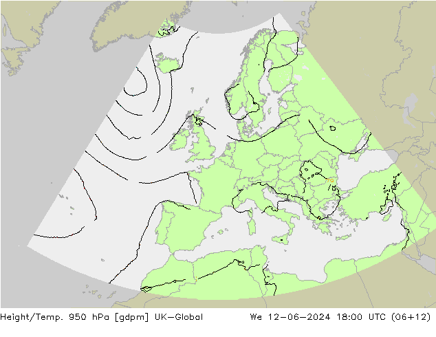 Height/Temp. 950 hPa UK-Global We 12.06.2024 18 UTC