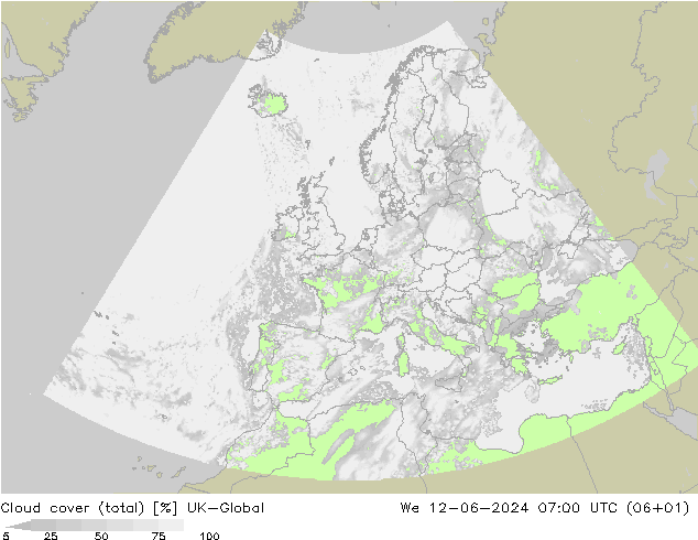 Bulutlar (toplam) UK-Global Çar 12.06.2024 07 UTC