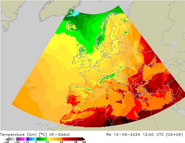 Temperatura (2m) UK-Global mié 12.06.2024 12 UTC