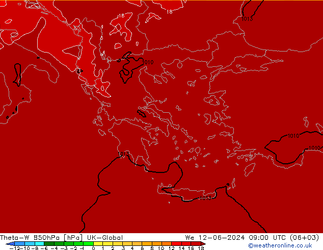 Theta-W 850hPa UK-Global We 12.06.2024 09 UTC