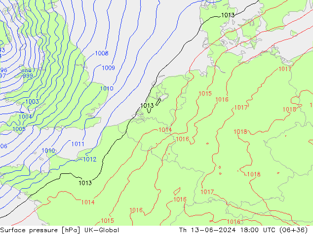 pression de l'air UK-Global jeu 13.06.2024 18 UTC