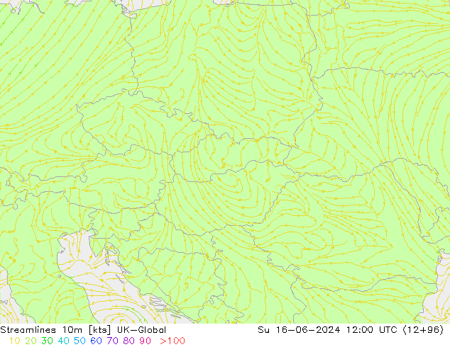 Streamlines 10m UK-Global Su 16.06.2024 12 UTC