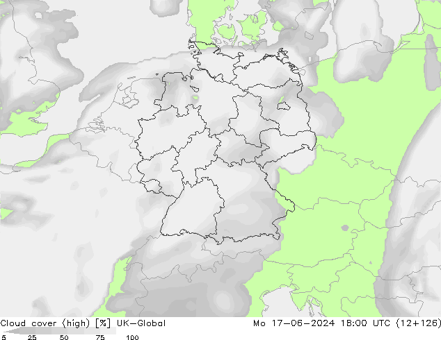 Cloud cover (high) UK-Global Mo 17.06.2024 18 UTC