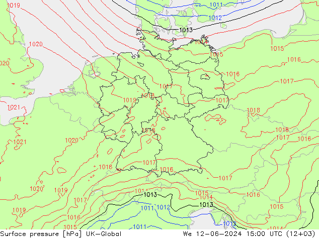 pression de l'air UK-Global mer 12.06.2024 15 UTC