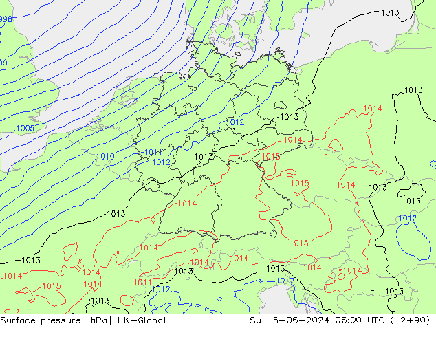 pression de l'air UK-Global dim 16.06.2024 06 UTC