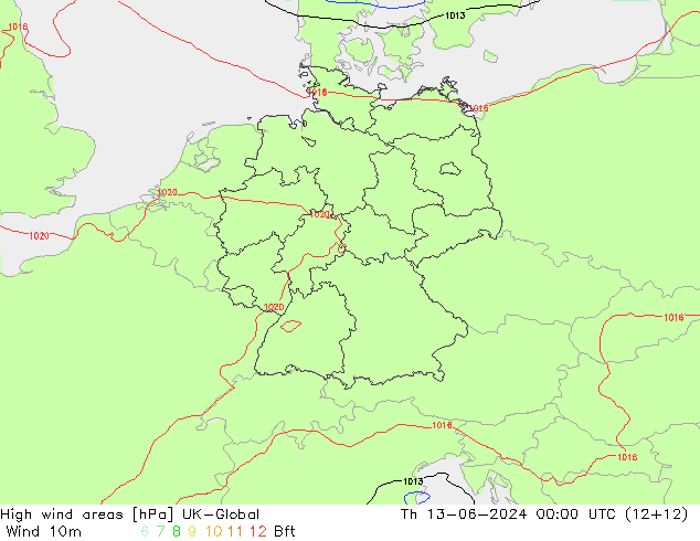 High wind areas UK-Global Čt 13.06.2024 00 UTC