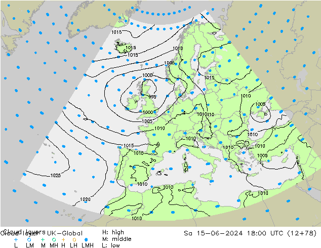 Cloud layer UK-Global sab 15.06.2024 18 UTC