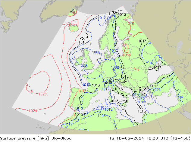 Atmosférický tlak UK-Global Út 18.06.2024 18 UTC