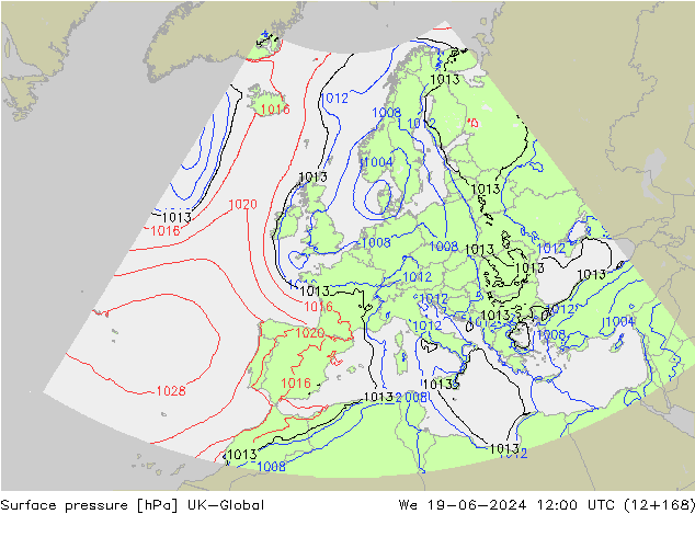 Yer basıncı UK-Global Çar 19.06.2024 12 UTC