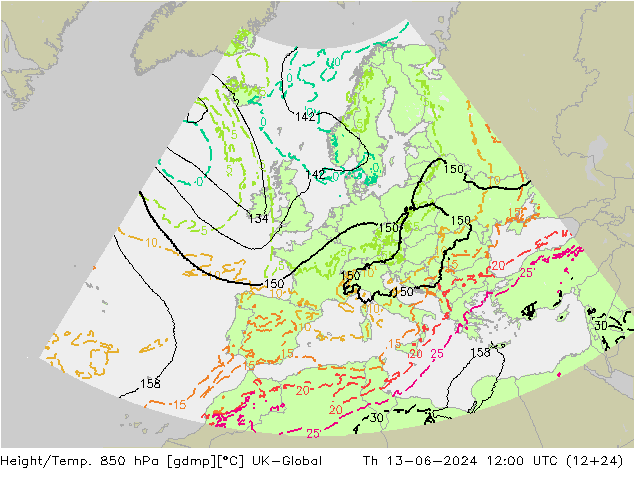 Géop./Temp. 850 hPa UK-Global jeu 13.06.2024 12 UTC