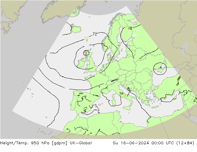 Hoogte/Temp. 950 hPa UK-Global zo 16.06.2024 00 UTC