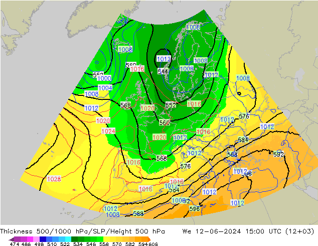 Thck 500-1000hPa UK-Global 星期三 12.06.2024 15 UTC
