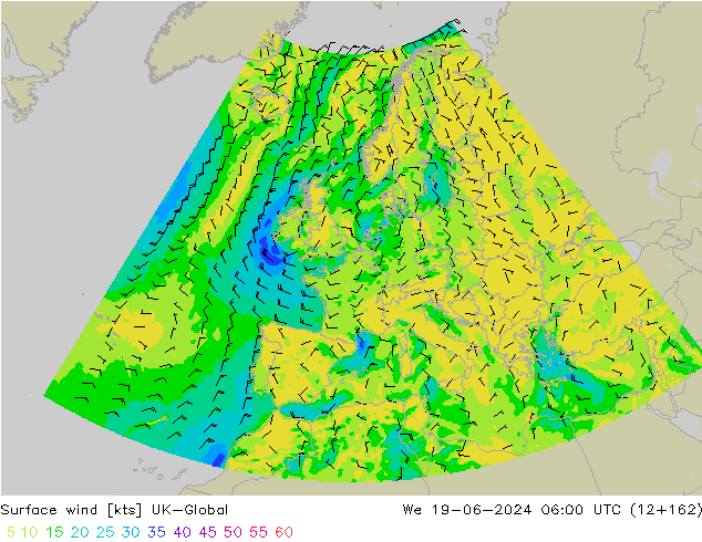 Wind 10 m UK-Global wo 19.06.2024 06 UTC