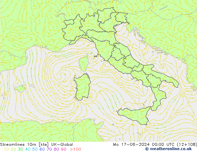 Streamlines 10m UK-Global Po 17.06.2024 00 UTC