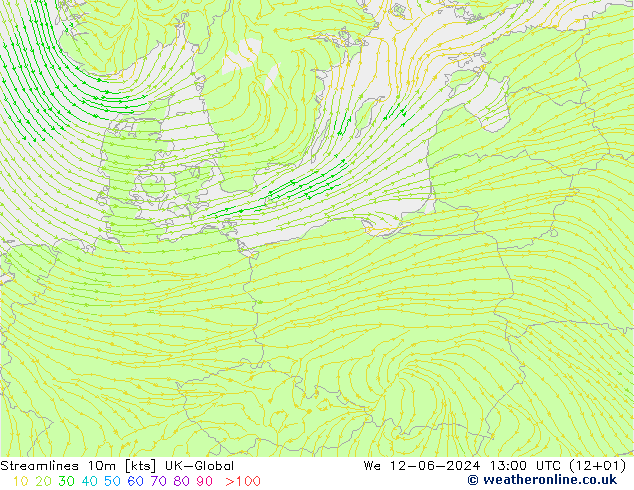 Streamlines 10m UK-Global We 12.06.2024 13 UTC