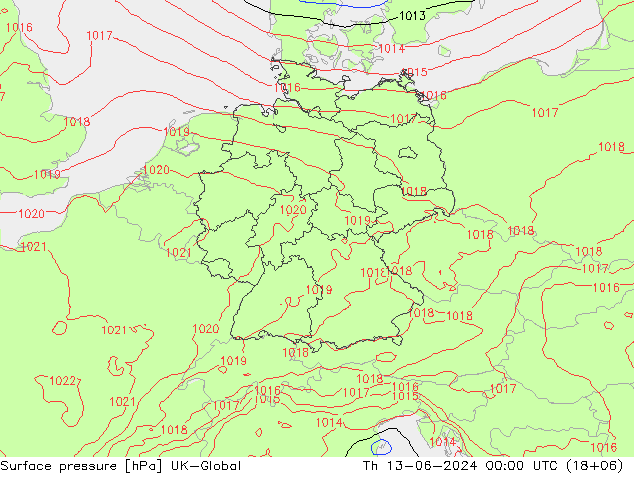 pression de l'air UK-Global jeu 13.06.2024 00 UTC