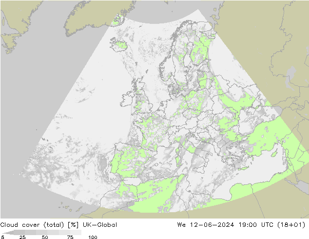 Cloud cover (total) UK-Global St 12.06.2024 19 UTC