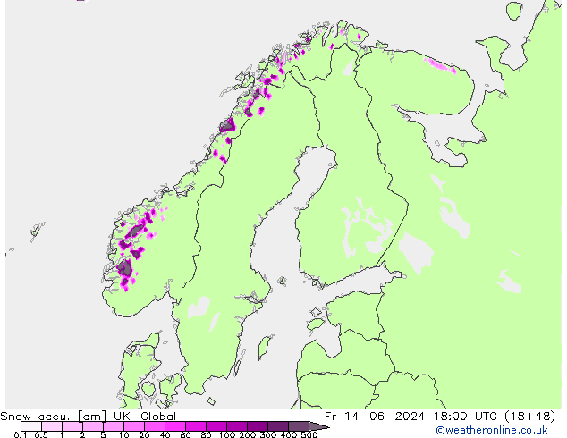 Глубина снега UK-Global пт 14.06.2024 18 UTC