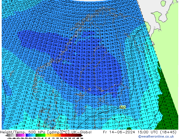 Height/Temp. 500 hPa UK-Global Fr 14.06.2024 15 UTC