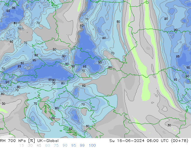Humidité rel. 700 hPa UK-Global dim 16.06.2024 06 UTC