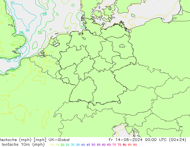 Isotachs (mph) UK-Global ven 14.06.2024 00 UTC