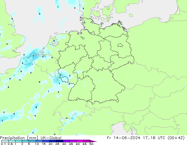 Neerslag UK-Global vr 14.06.2024 18 UTC