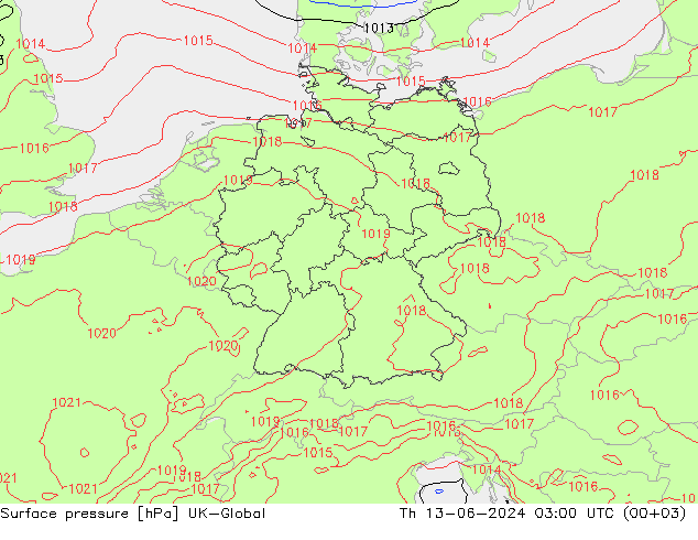 Luchtdruk (Grond) UK-Global do 13.06.2024 03 UTC