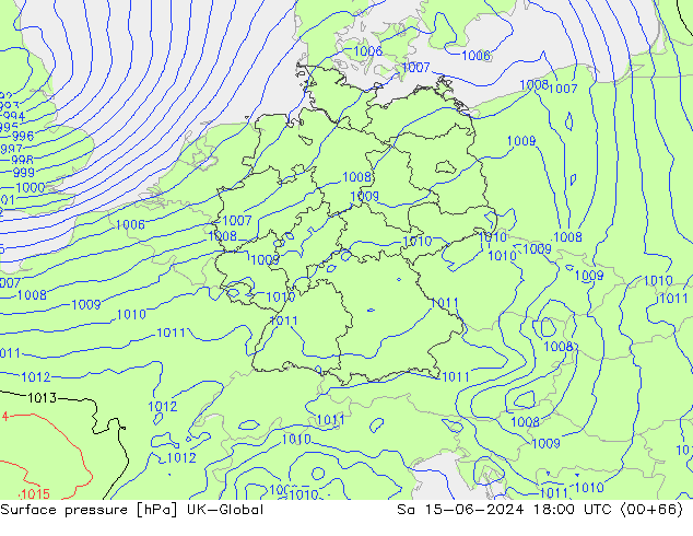 Surface pressure UK-Global Sa 15.06.2024 18 UTC