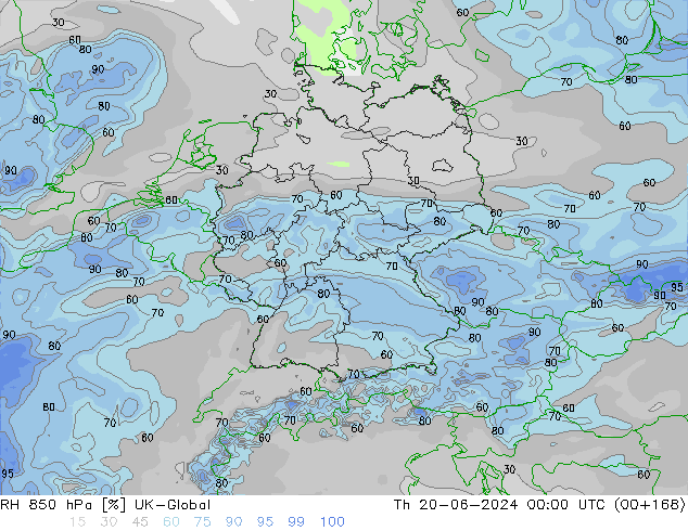 RH 850 hPa UK-Global Do 20.06.2024 00 UTC