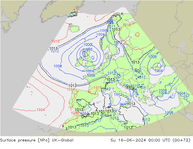 Luchtdruk (Grond) UK-Global zo 16.06.2024 00 UTC