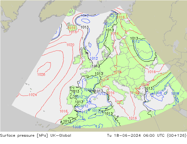 Yer basıncı UK-Global Sa 18.06.2024 06 UTC