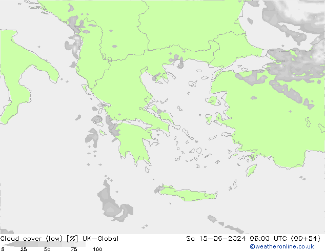 Cloud cover (low) UK-Global Sa 15.06.2024 06 UTC