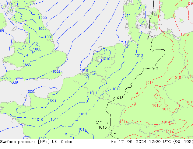 Luchtdruk (Grond) UK-Global ma 17.06.2024 12 UTC