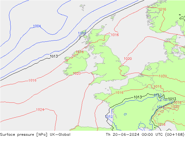 приземное давление UK-Global чт 20.06.2024 00 UTC