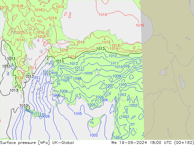 Atmosférický tlak UK-Global St 19.06.2024 18 UTC