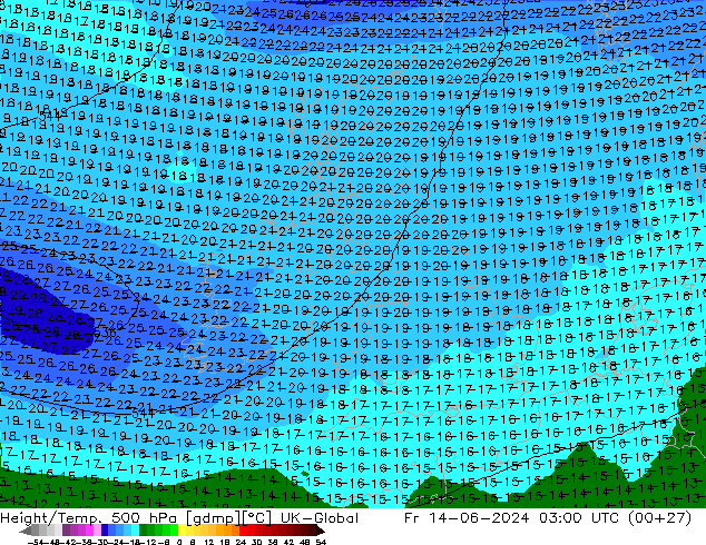 Height/Temp. 500 hPa UK-Global Fr 14.06.2024 03 UTC