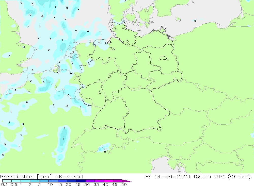 Precipitation UK-Global Fr 14.06.2024 03 UTC