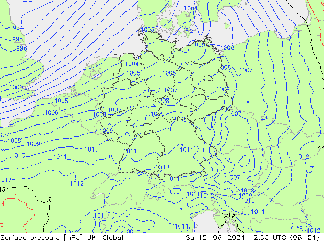 Surface pressure UK-Global Sa 15.06.2024 12 UTC