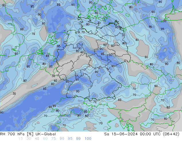 RH 700 hPa UK-Global Sa 15.06.2024 00 UTC