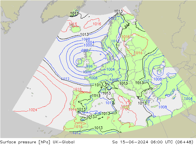 pression de l'air UK-Global sam 15.06.2024 06 UTC